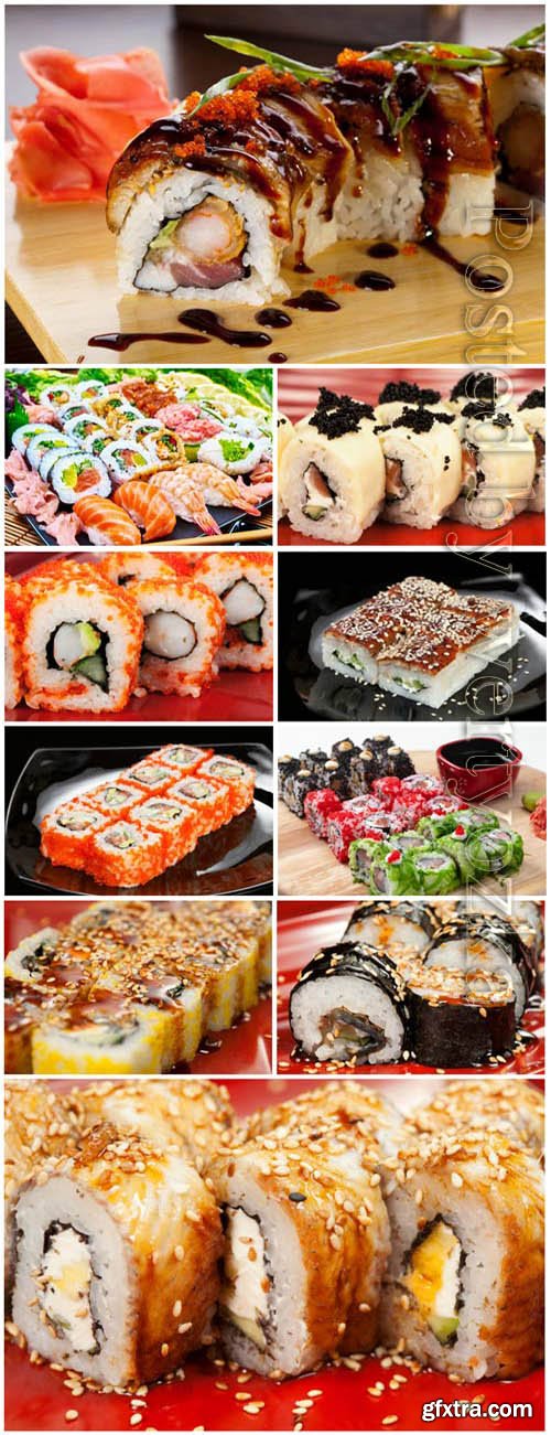 Sets of sushi with ginger stock photo