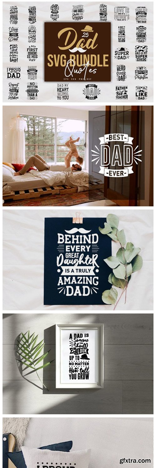 Dad SVG Quotes Bundle Lettering 7724702