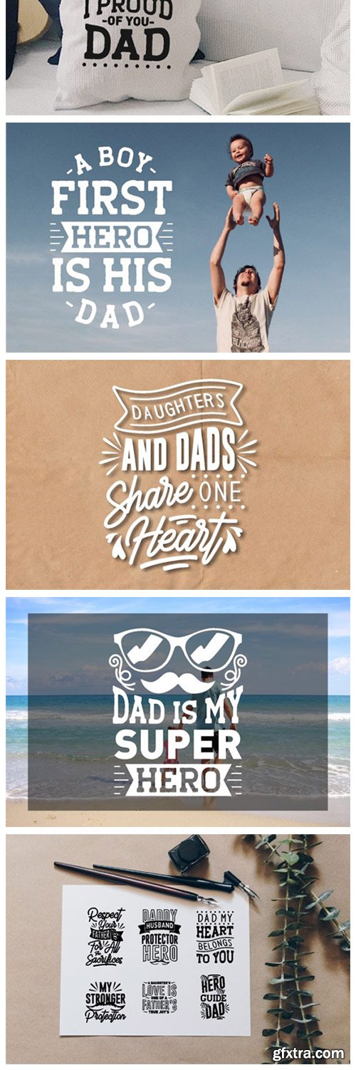 Dad SVG Quotes Bundle Lettering 7724702