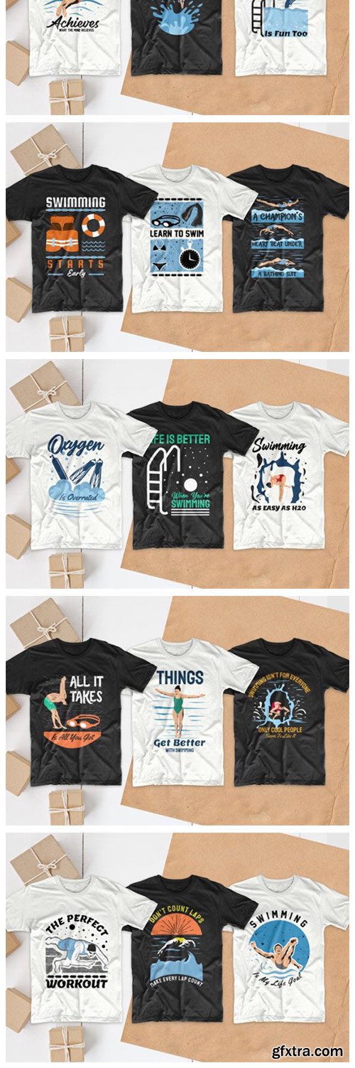 Swimming T-shirt Designs Bundle 8267255