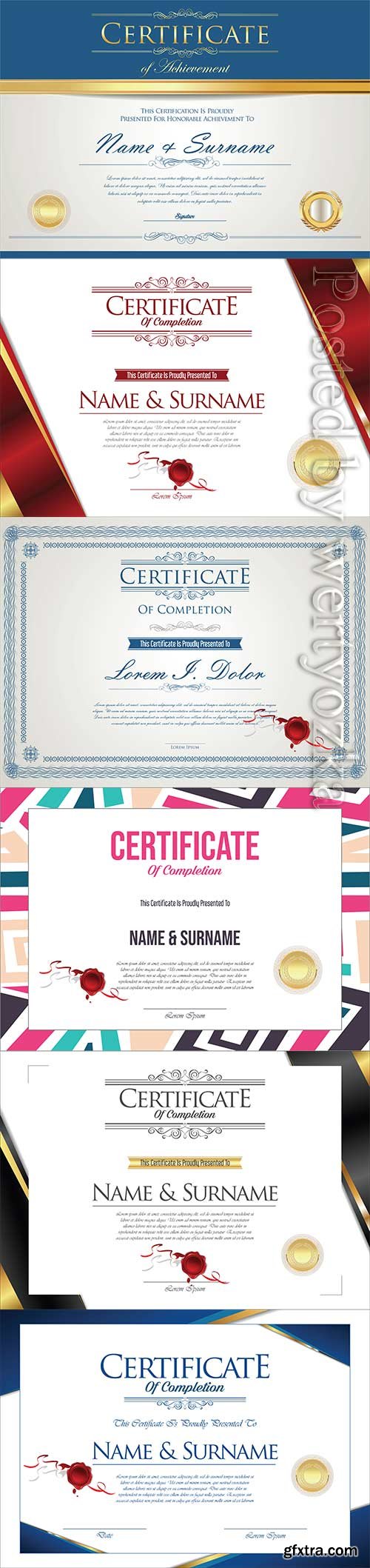 Certificate or diploma retro vintage design template