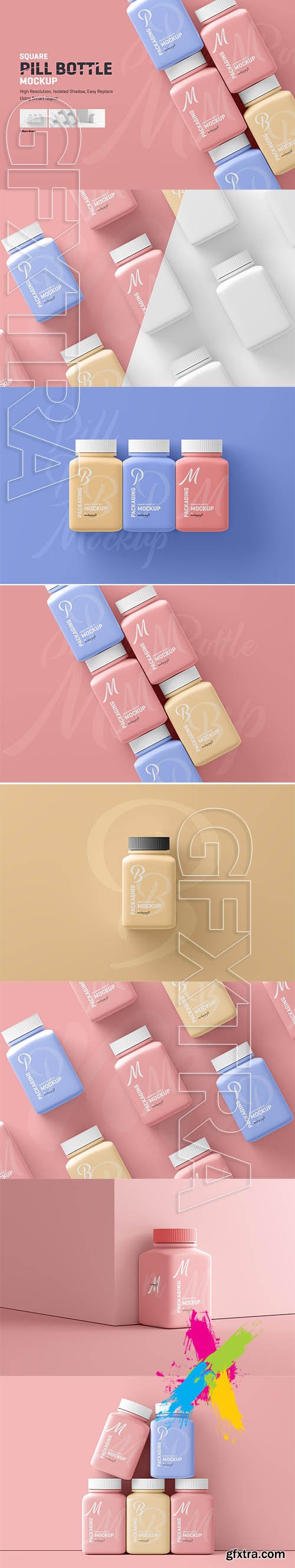 CreativeMarket - Square Pill Bottle Mockup 5868619