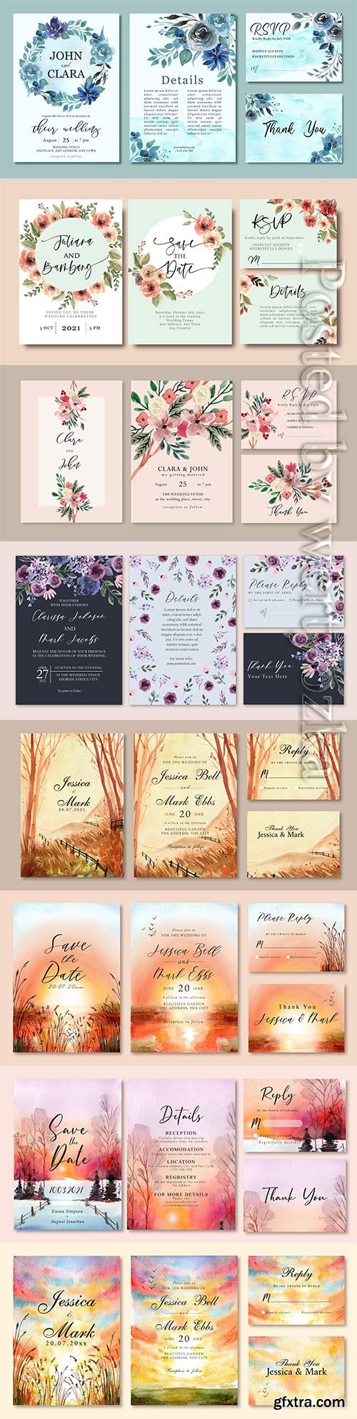 Wedding invitation card design with flower