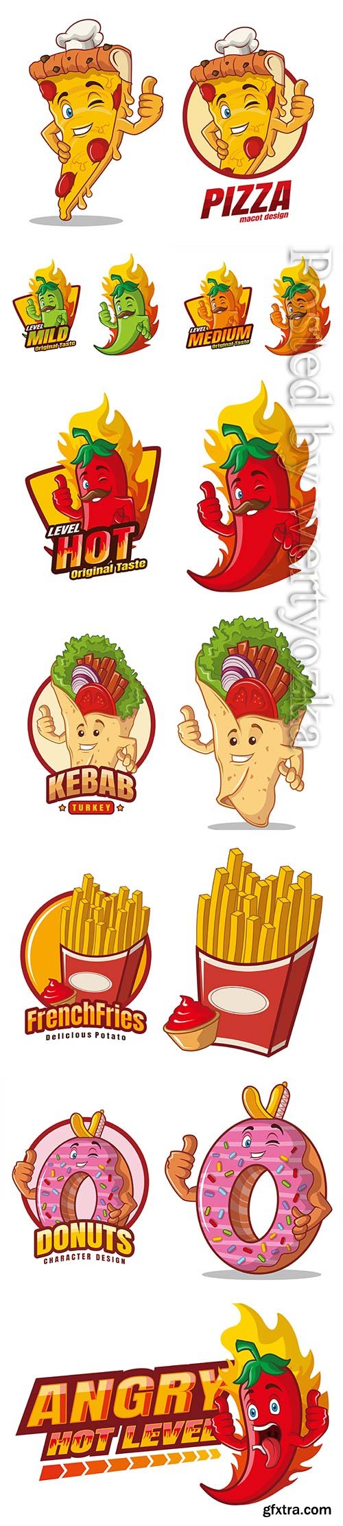 Food cartoon character mascot vector design