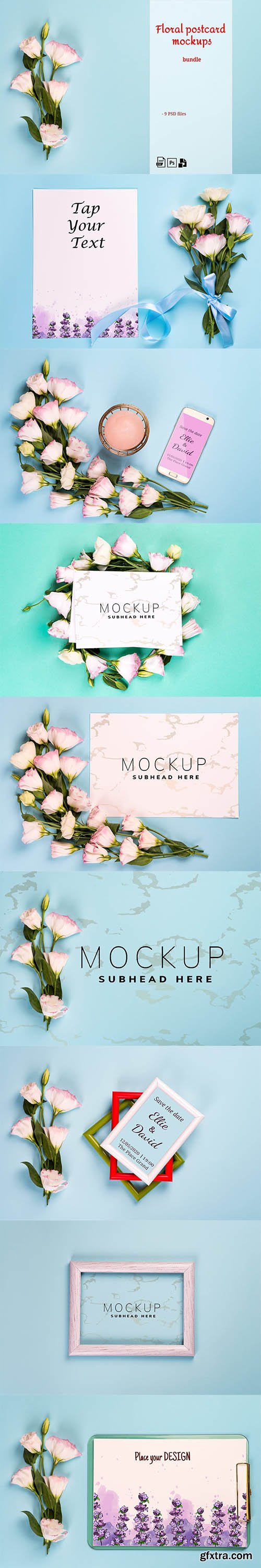 Floral postcard mockups