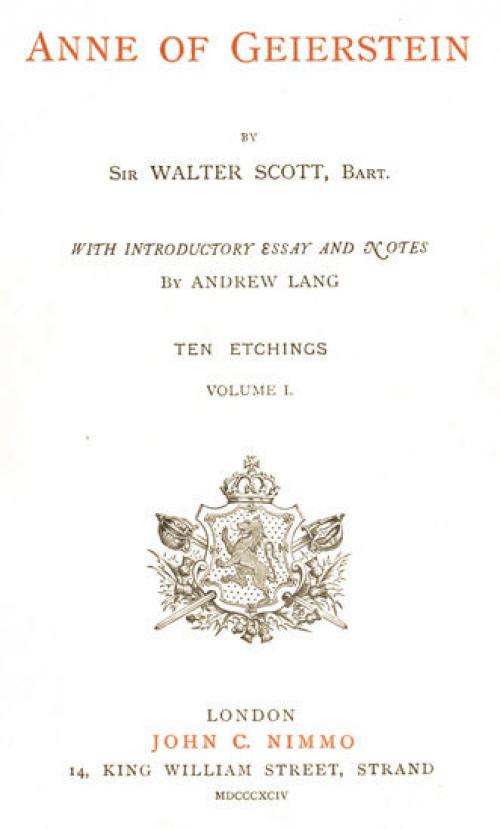 Anne of Geierstein: or, The Maiden of the Mist. Volume 1 of 2 - Walter Scott