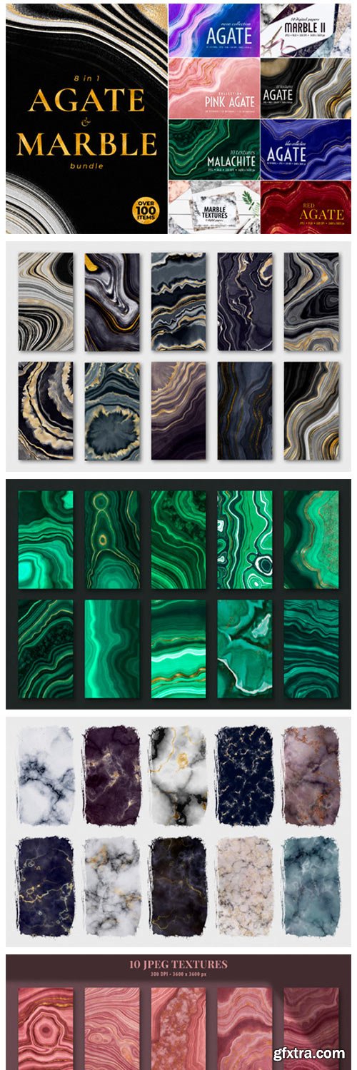 Agate, Marble and Gold Textures Bundle 8444800