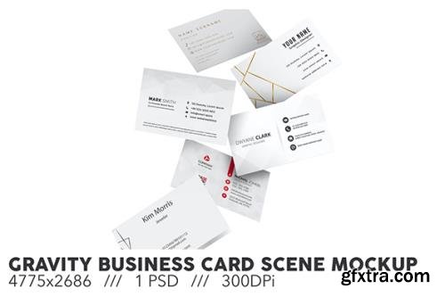 Gravity Business Card Scene PSD Mockup