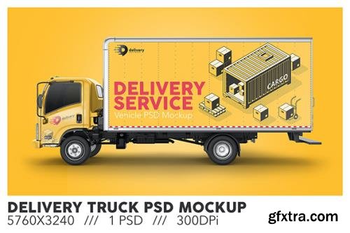 Delivery Truck PSD Mockup