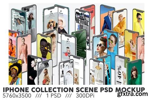 iPhone Collection Scene PSD Mockup