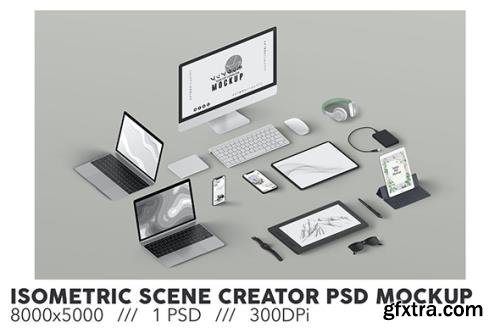 Isometric Scene Creator PSD Mockup