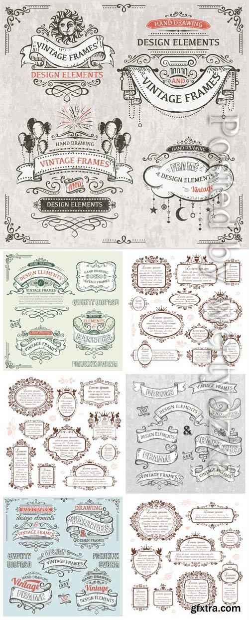 Vintage frames and elements in vector