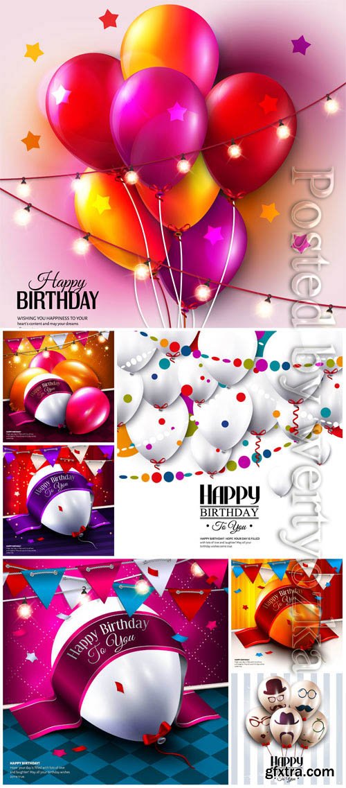 Happy birthday festive backgrounds in vector