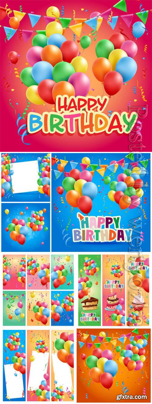 Birthday banners and backgrounds in vector