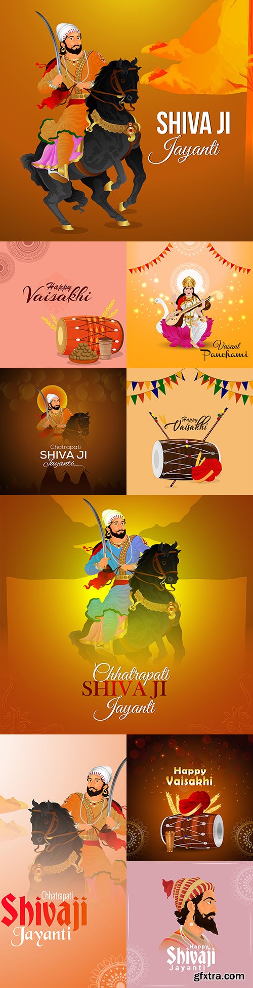 Shivaji Jayanti and Vasant Panchami illustration day celebration 
