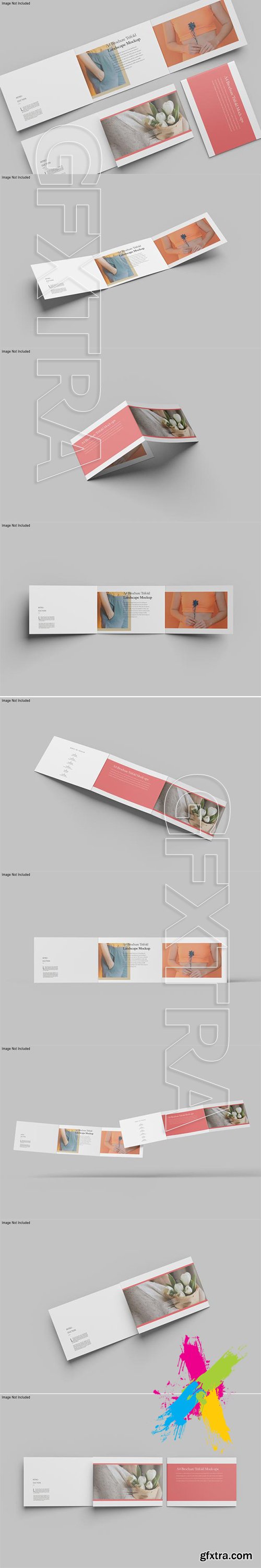 A4 landscape trifold brochure mockup