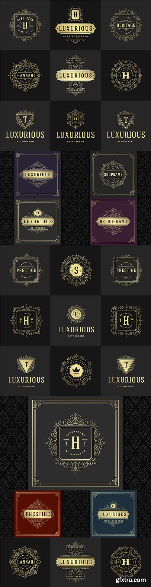 Vintage logo elegant element decorative lines design
