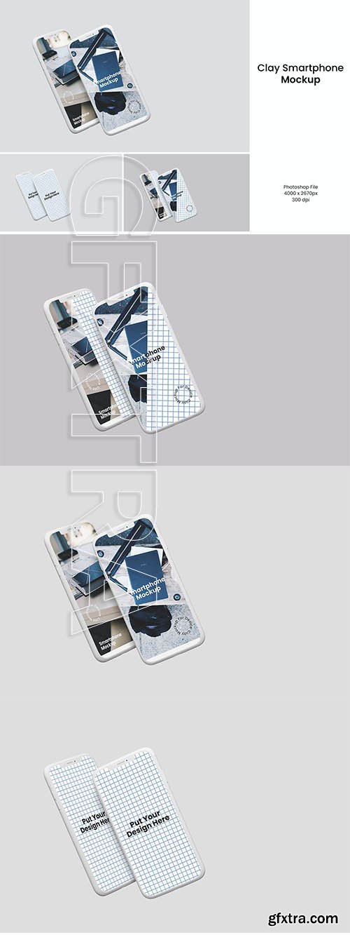 Flying Smartphone Clay Mockup