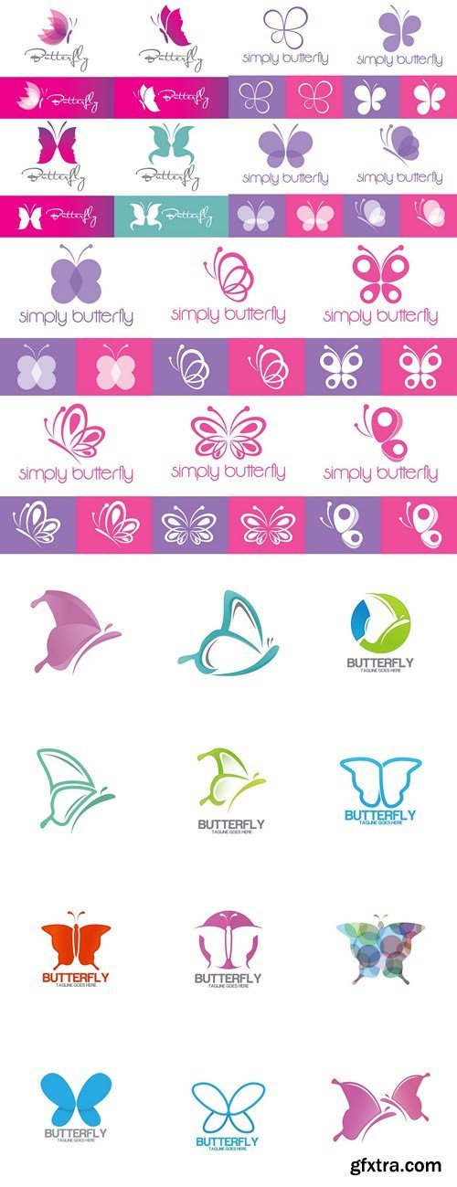 Butterflies - Design for logos and the print - 26xEPS