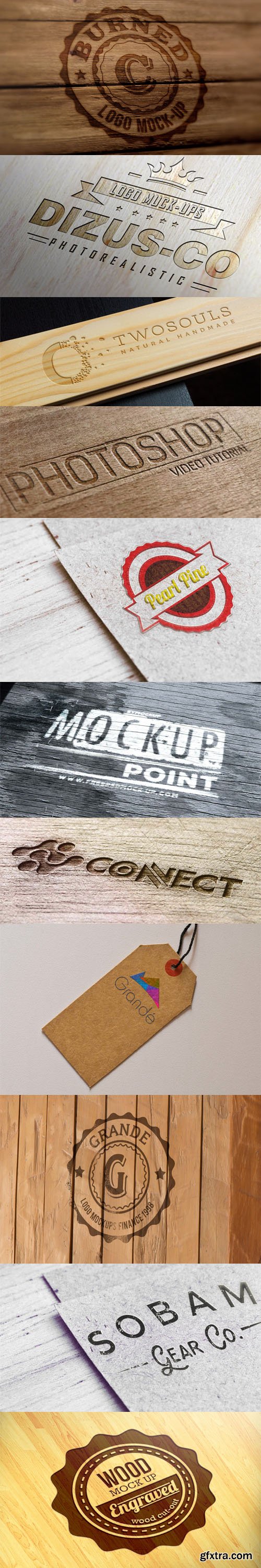 9 Wooden Logo PSD Mockups Templates