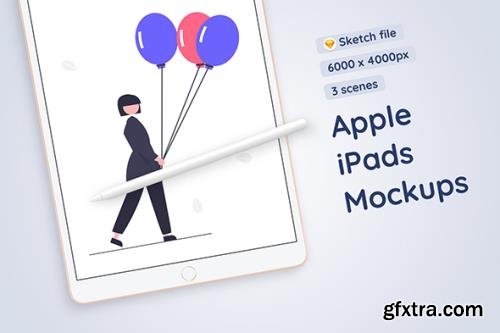 Apple iPads with Apple Pencil Mockups - 3 scenes