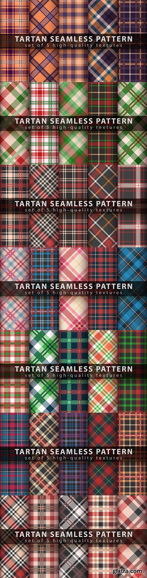 Classic tartan seamless pattern design set illustration
