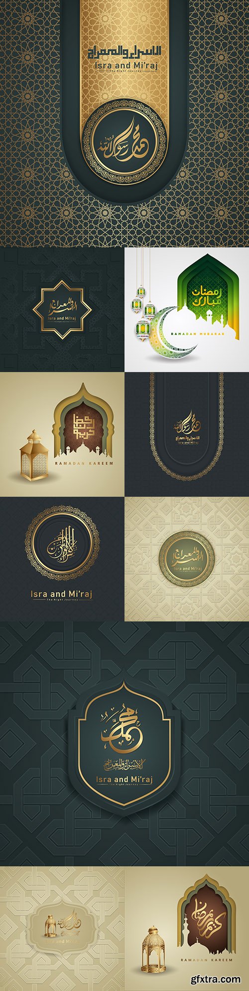 Isra and Mi'raj and elegant Ramadan design with Arabic calligraphy
