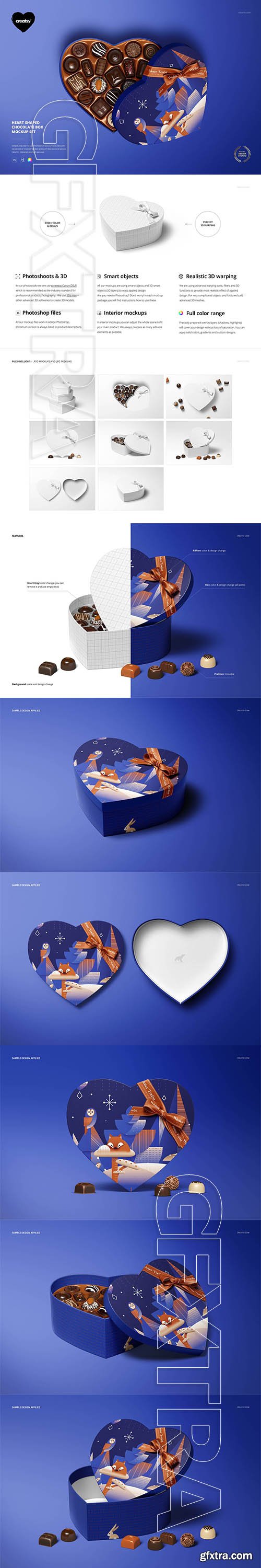 CreativeMarket - Heart Shaped Chocolate Box Mockup 5851006