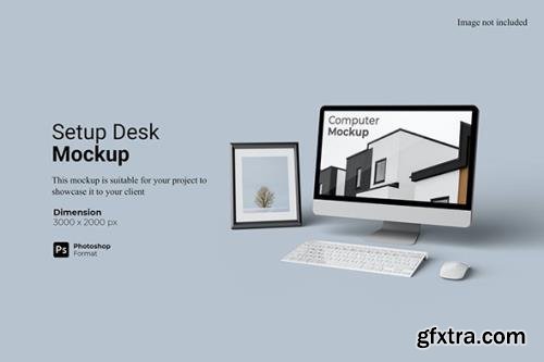 Computer Setup Desk Mockup