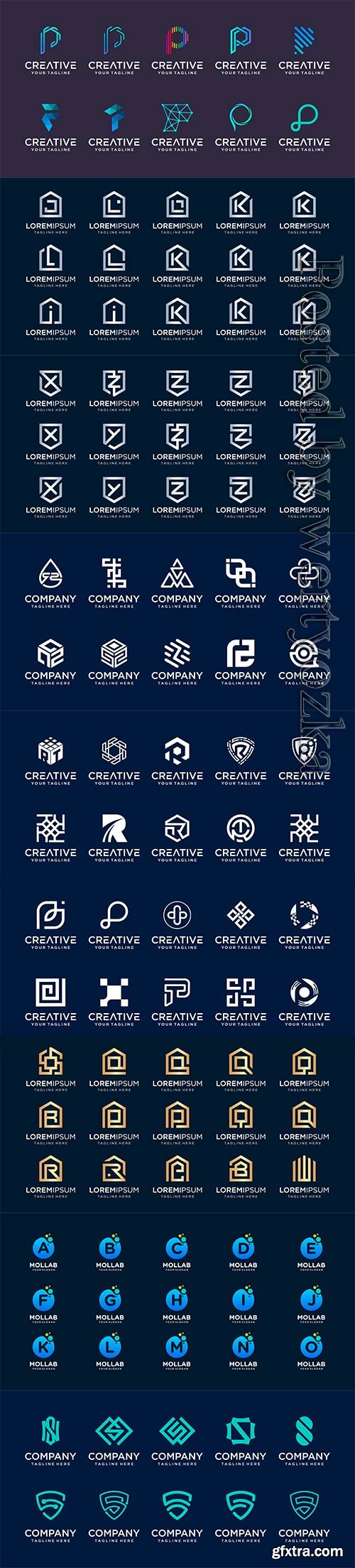 Set of initial letter vector logo template