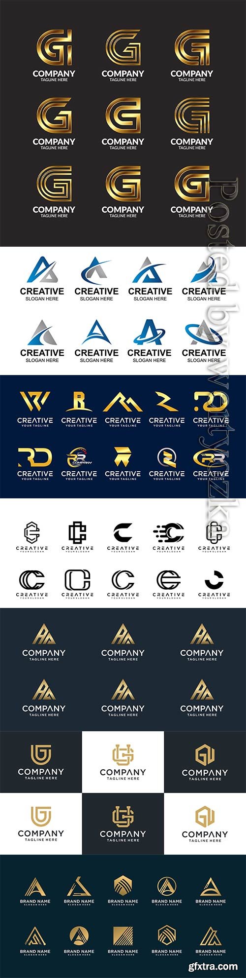 Set of creative abstract monogram letter vector logo template