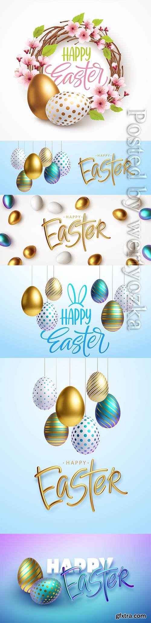 Happy easter on a background of easter eggs