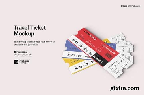 Realistic View Travel Ticket Mockup