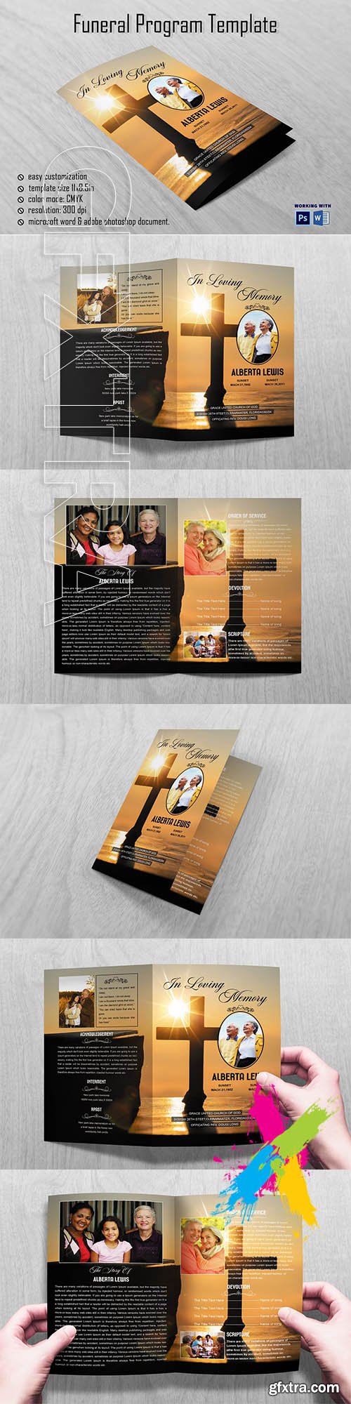 CreativeMarket - Sunrise Funeral Program Template 5756491