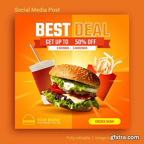 Best deal promotion social media post template design