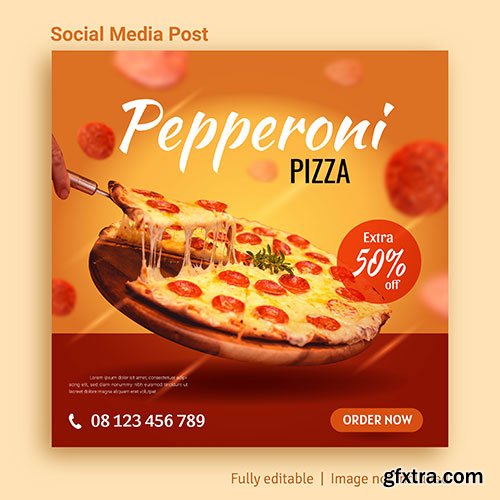 Pizza food sale social media post advertising template