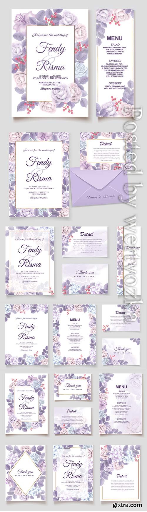 Elegant vector wedding invitation floral design