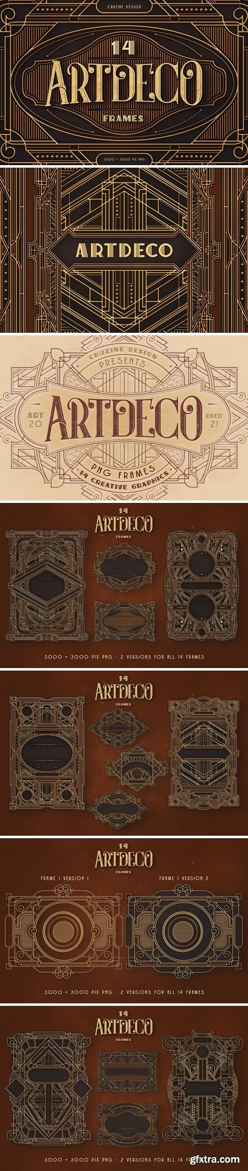 14 ArtDeco PNG Frames