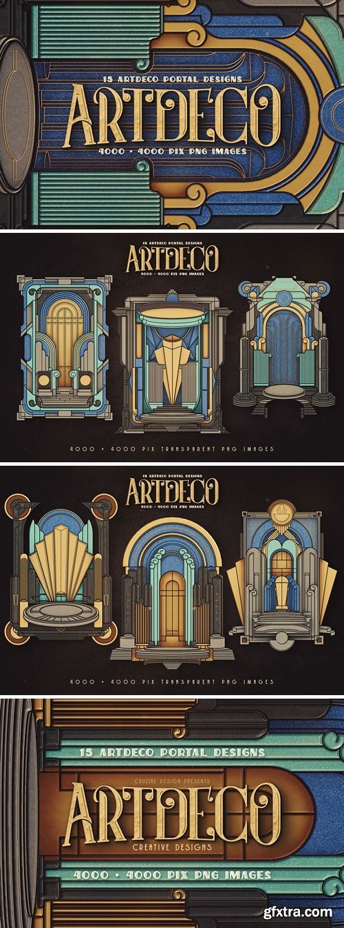 15 ArtDeco PNG Portal Designs