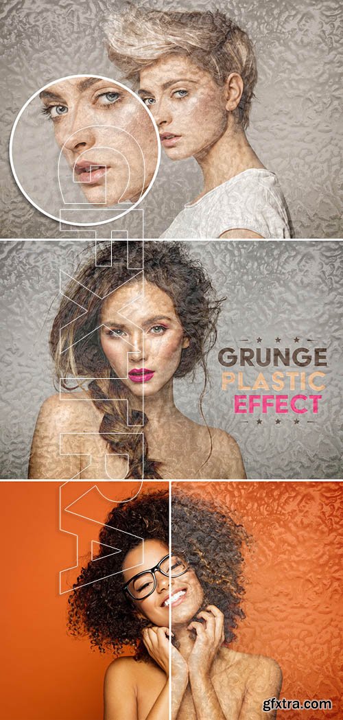 Grunge Plastic Photo Effect Mockup