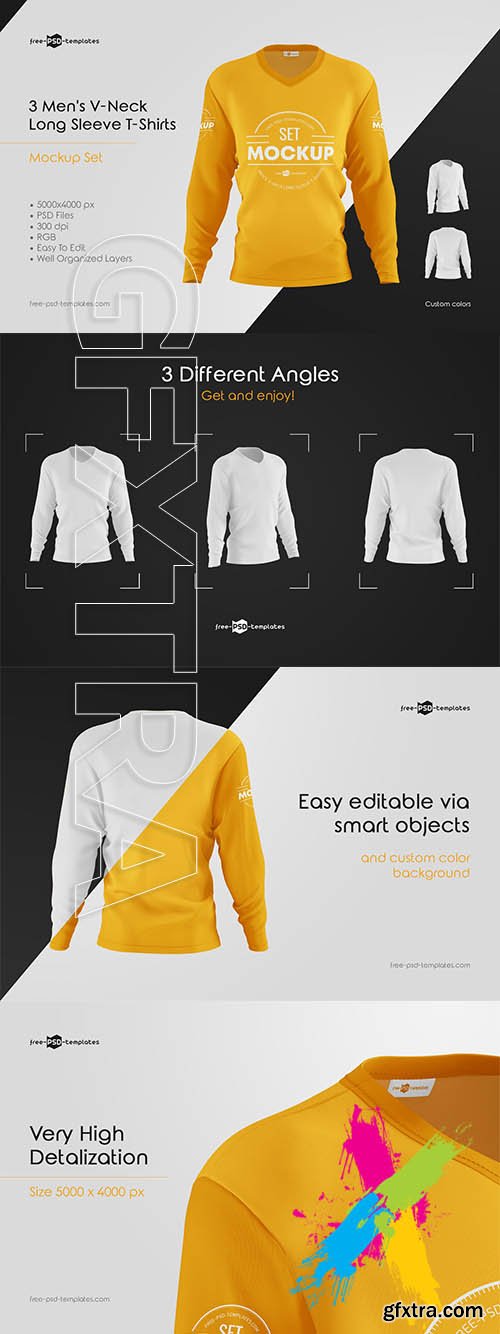 CreativeMarket - Mens Long Sleeve T-Shirts MockUp Set 5816989