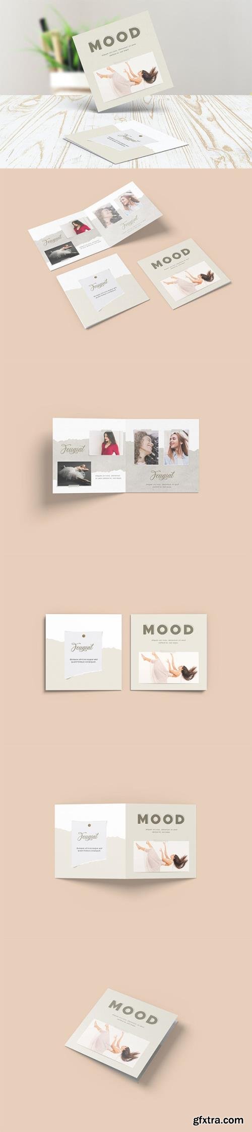 Square Bifold Brochure Mockup