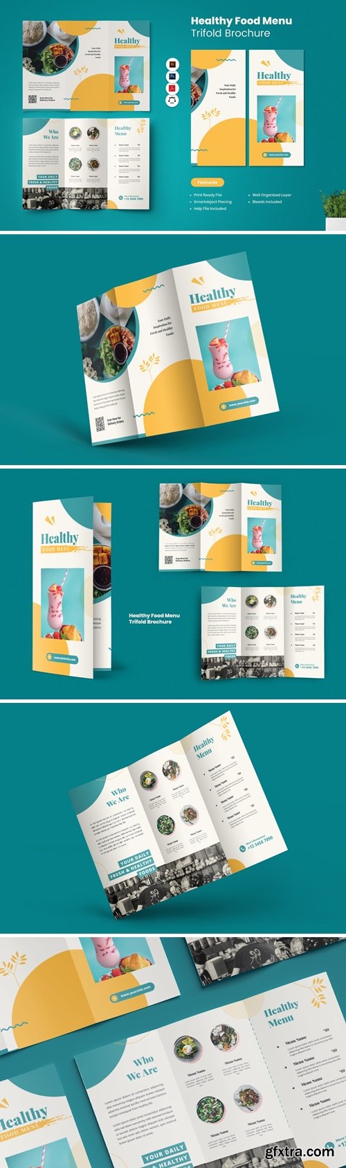 Healthy Food Menu Trifold Brochure