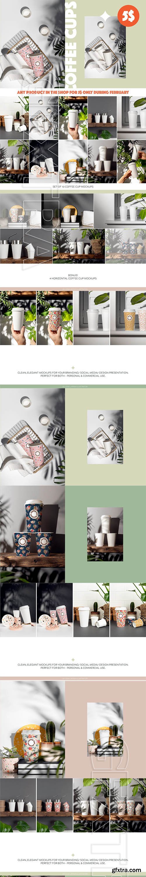 CreativeMarket - PAPER COFFEE CUP MOCKUP SET 5750541