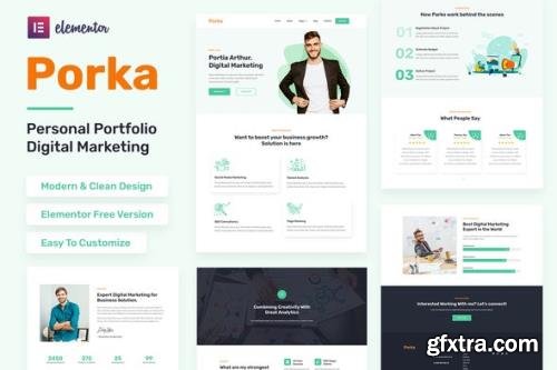 ThemeForest - Porka v1.0.0 - Digital Marketing Personal Portfolio Elementor Template Kit - 30543747