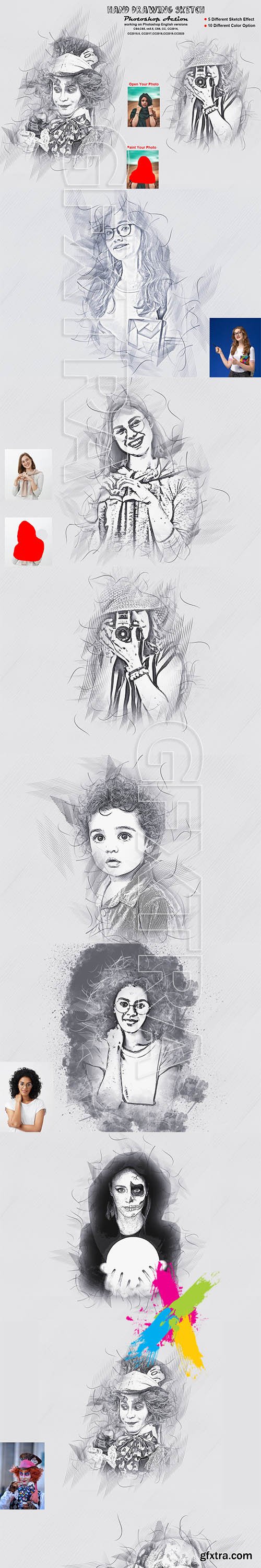 CreativeMarket - Hand Drawing Sketch Photoshop Action 5793828