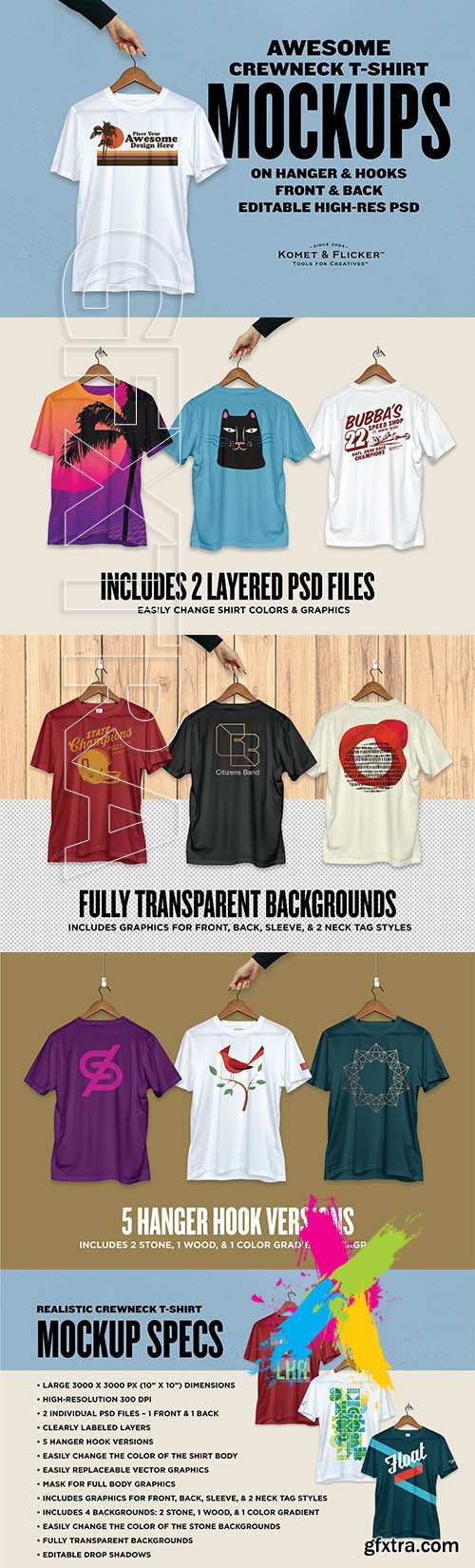 CreativeMarket - Realistic T-shirt Mockups on Hangers 5778795