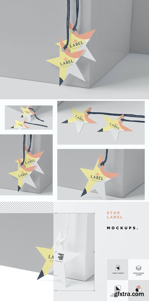 Star Shape Clothing Tag Mockups