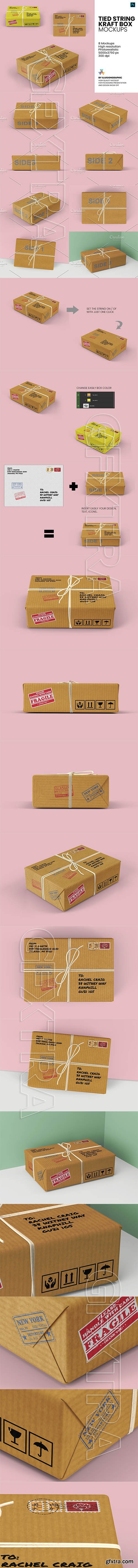 CreativeMarket - Tied string kraft box mockups 5729381