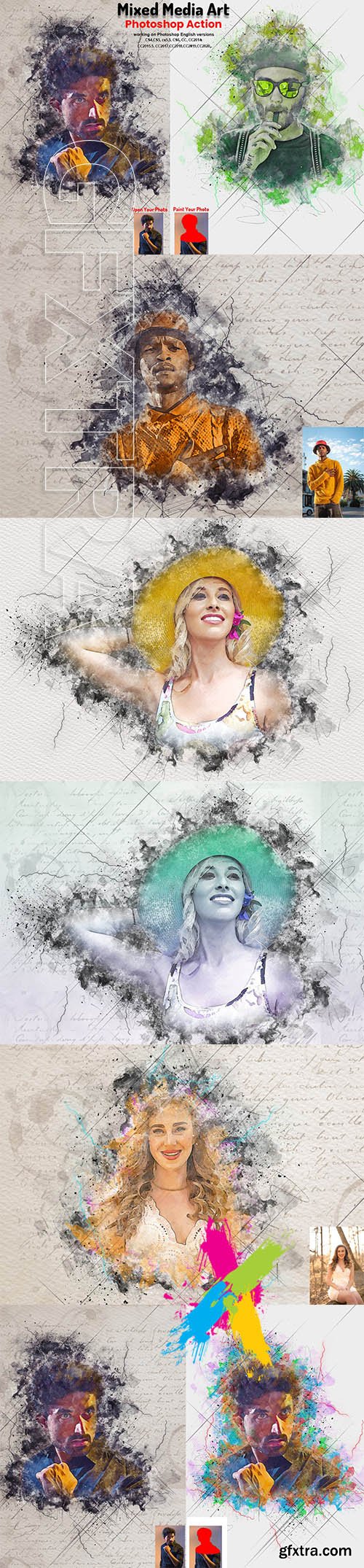 CreativeMarket - Mixed Media Art Photoshop Action 5745826